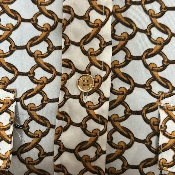 Michael Kors White Gold Chain Blouse w/gold buttons. - Picture 2 of 8